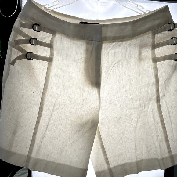 Boston Design Studio Linen Blend Shorts Womens 6 Ecru 28" W Semi Sheer 7" Inseam - Picture 15 of 16